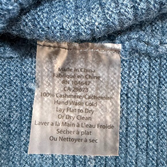 Kinross Cashmere Mock Neck Rib Cashmere Sweater Size M Teal - Picture 9 of 9